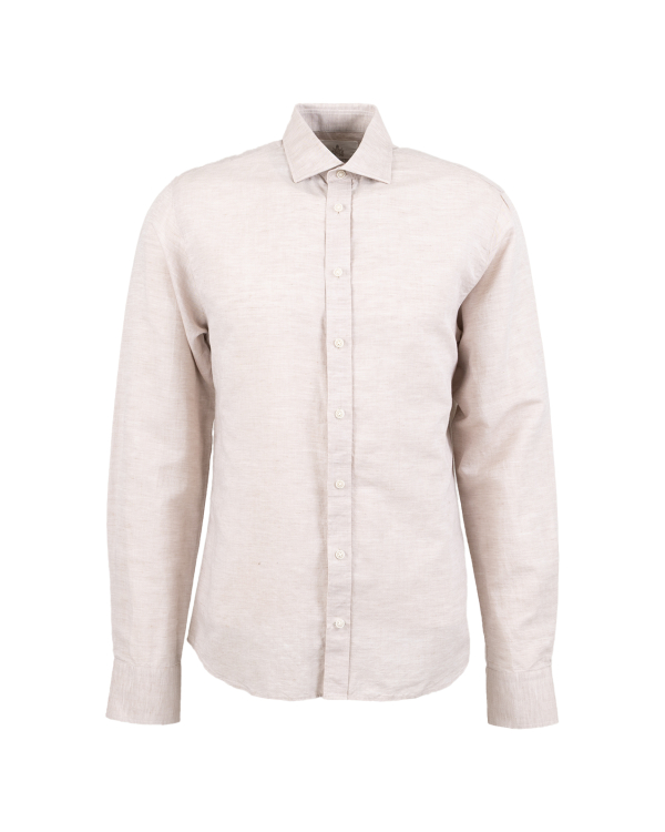 Portofino Beige Linneskjorta Extra Lång Ärm
