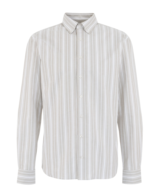 Oxford Multi Stripe Grön Randig Skjorta i Ekologisk Bomull