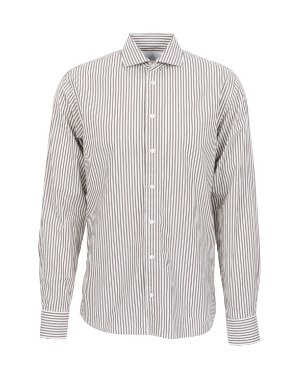 Montmelo Mörkbrun Randig Twillskjorta