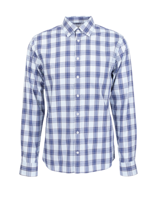 Stoneham Blå Rutig Twillskjorta