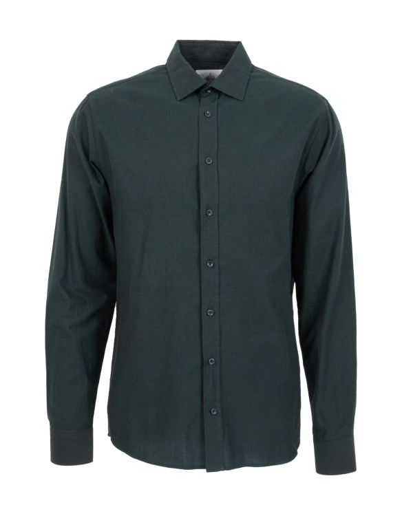 Costello Grön Twillskjorta i Borstad Bomull