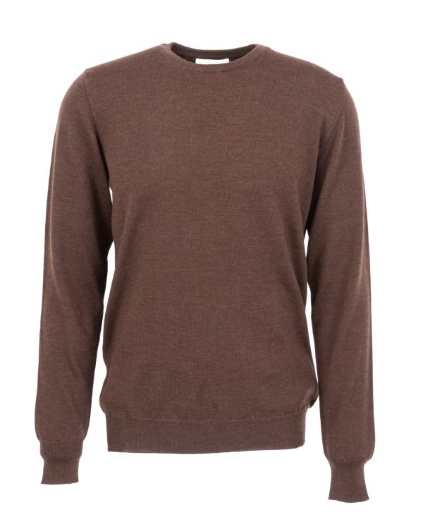 Merinotröja Mörkbrun Rundhalsad