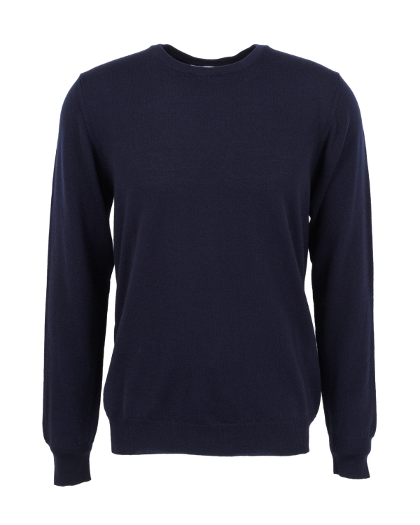 Merinotröja Marinblå Rundhalsad