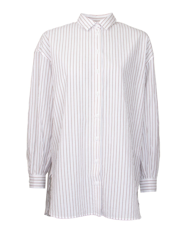 Elsa Verezzi Vit Seersucker Skjorta