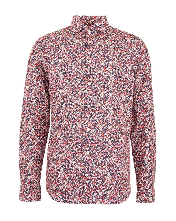 Braga Röd Blommig Poplinskjorta