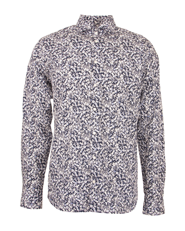 Braga Blå Blommig Poplinskjorta