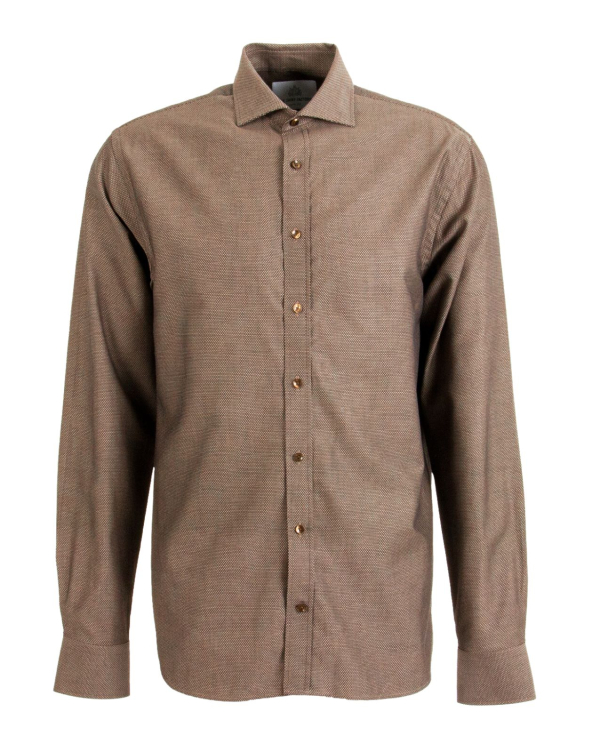 Manhattan Brun Texturerad Dobbyskjorta