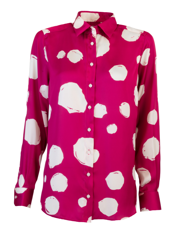 Ellie Artsy Dot Cerise Blus