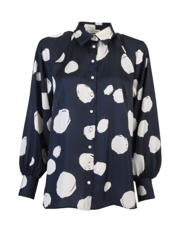 Louise Artsy Dot Marinblå Blus