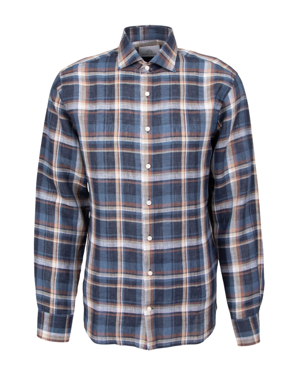 Capri Linen Rutig Skjorta