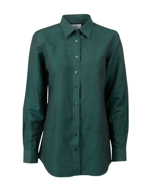Mickan Como Smaragdgrön Linneskjorta