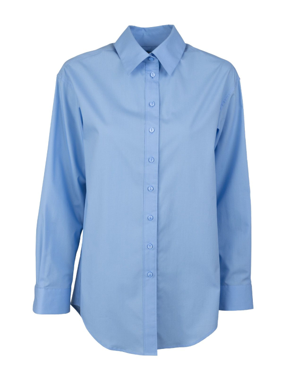 Mathilde Poplin Stretch Blå Skjorta