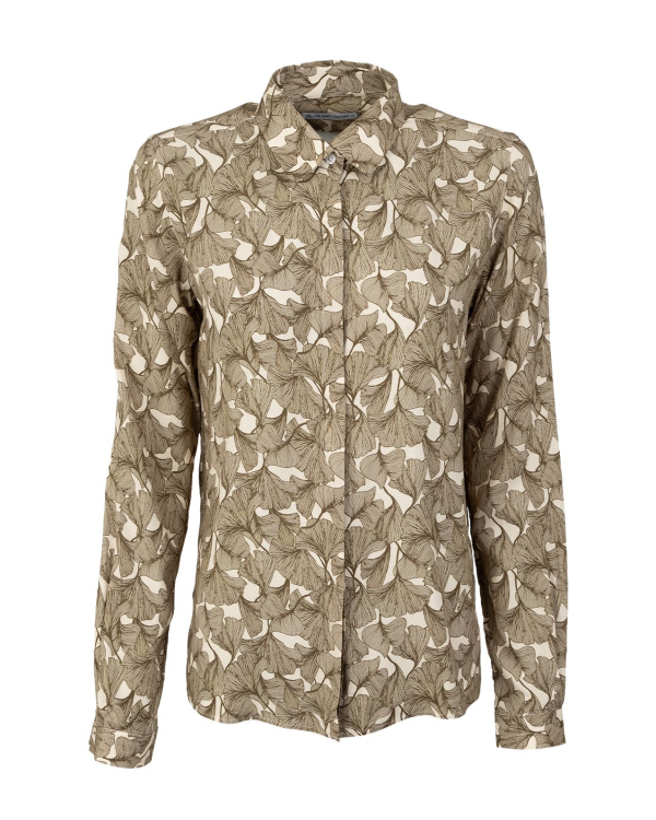 Gina Ginko Khaki Leaf Blus