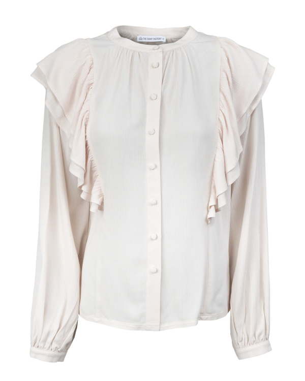 Thea Ruffle Off White Muslin Blus