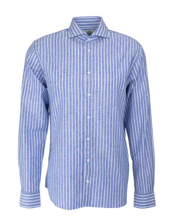 Madrid Stripe Blå Linneskjorta