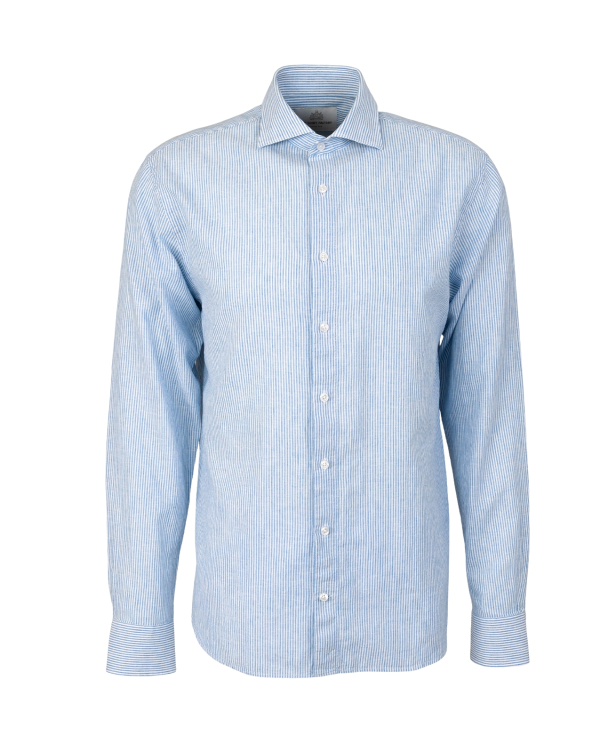 Bassano Stripe Ljusblå Linneskjorta