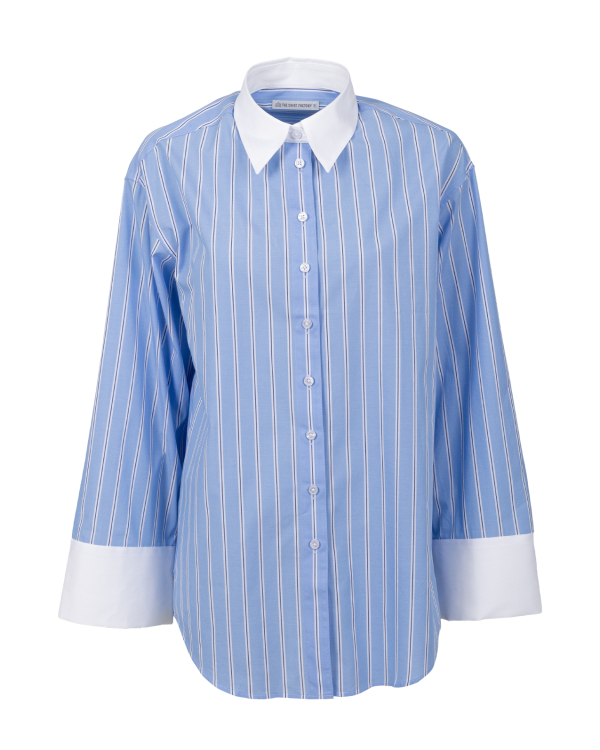 Caroline Skyline Stripe Blå Skjorta